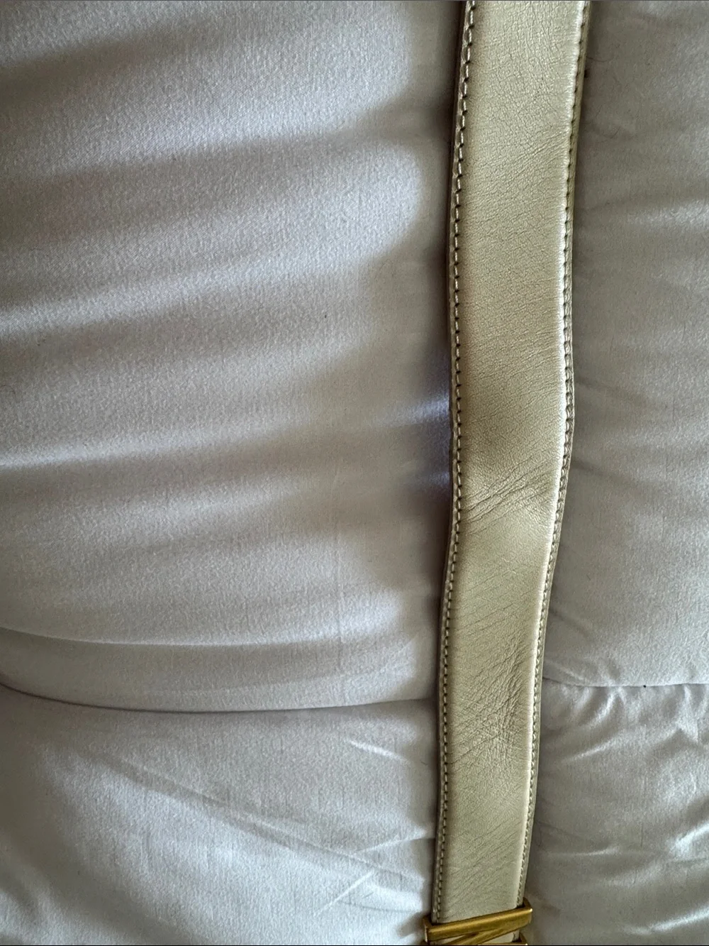 Authentic Moschino Beige Leather Belt with Large Gold Logo Letters
